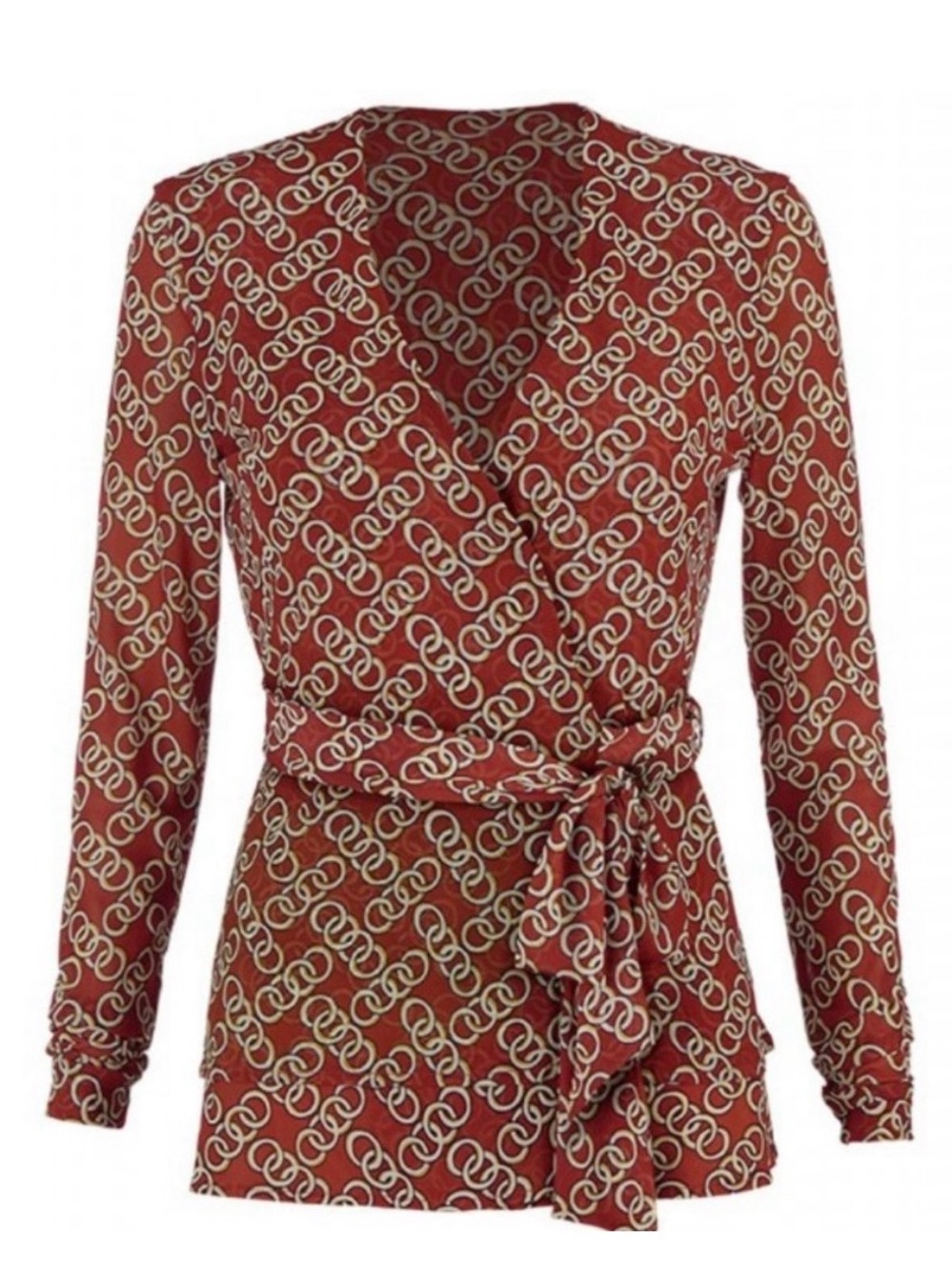 the Cabi Ringleader Wrap Top (Style #3951). Sz large